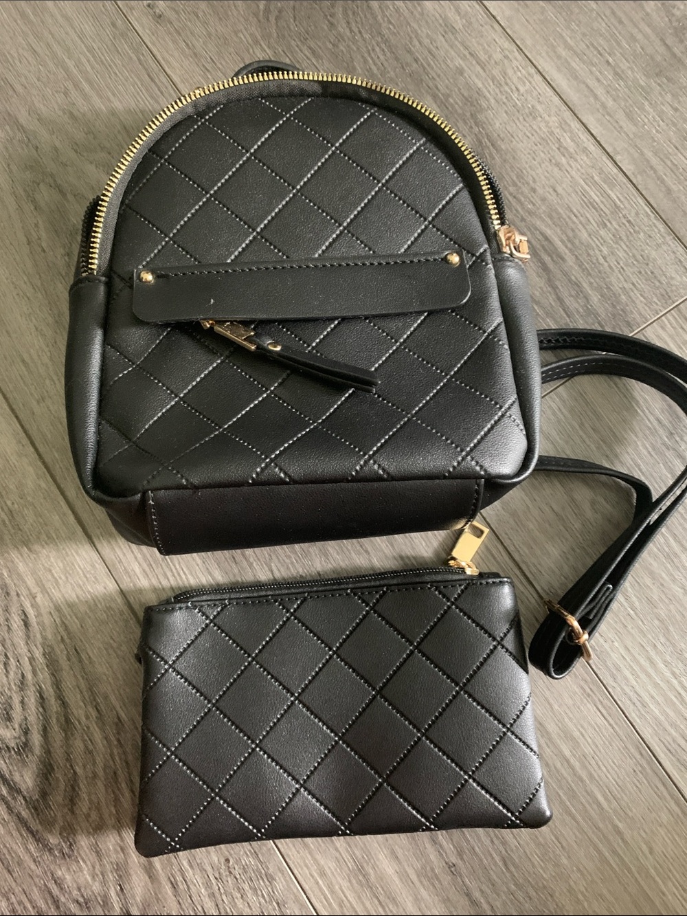 Small black backpack and pouch set